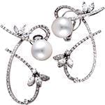 مدل گوشواره میخی طلا با نگین مروارید و الماس تراش مارکیز و برلیان مدل : edf1582