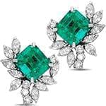 مدل گوشواره میخی زمرد و الماس تراش برلیان و مارکیز مدل : edf1583