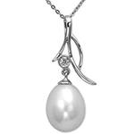 پلاک مروارید طلا سفید با نگین الماس تراش برلیان مدل npdf13225