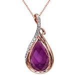 پلاک طلای رزگلد با نگین آمتیس و الماس تراش برلیان مدل npdf13230