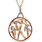 پلاک طلای رزگلد طرح بامبو با نگین الماس تراش برلیان: مدل pdb2303