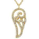 پلاک طلای زرد طرح بال فرشته با نگین الماس تراش برلیان: مدل pdb2305