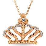 پلاک طلای رزگلد طرح تاج با نگین الماس تراش برلیان: مدل pdb2310