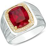 انگشتر طلای زرد و سفید با نگین یاقوت قرمز و الماس تراش برلیان مدل: rgm1635 