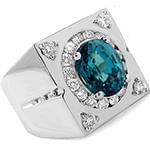 انگشتر طلا و جواهر با نگین توپاز آبی و الماس تراش برلیان مدل: rgm1636 