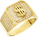 انگشتر طرح دلار طلای زرد و جواهر با نگین الماس تراش برلیان مدل rgm1641 