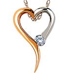 پلاک قلب طلا و جواهر زنانه نگین الماس برلیان مدل pdb2333