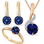 نیم ست طلا دخترانه گل نگین یاقوت کبود و برلیان مدل:hsdf1560