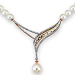 گردنبند مروارید طلا زنانه و جواهر الماس تراش برلیان: مدل ndf144