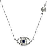 گردنبند چشم نظر طلا و جواهر یاقوت کبود و برلیان: مدل ndf145