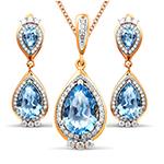 نیم ست طلا دخترانه آویز و گوشواره توپاز و برلیان مدلhsdf1562