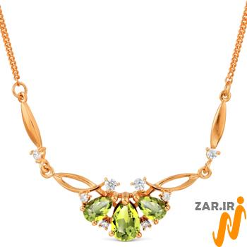 عکس گردنبند طلا زنانه جواهر زبرجد و برلیان + قیمت خرید - زر