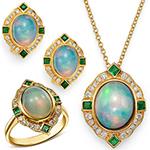 نیم ست طلا دخترانه جواهر اوپال و زمرد و برلیان مدل hsdf1562