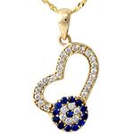 پلاک طلا زنانه چشم نظر طرح قلب نگین یاقوت و برلیان:npdf13316