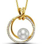 پلاک طلا زنانه و مروارید نگین الماس تراش برلیان مدلnpdf13317