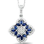 پلاک طلا سفید زنانه یاقوت کبود و الماس برلیان مدل:npdf13318