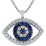 پلاک چشم نظر طلا و جواهر یاقوت کبود و برلیان زنانه مدل:npdf1313109