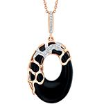 پلاک طلا زنانه و جواهر الماس برلیان با نگین اونیکس مدل: npdf13327