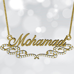 گردنبند اسم محمد انگلیسی طلا با نگین برلیان مدل ndn1125