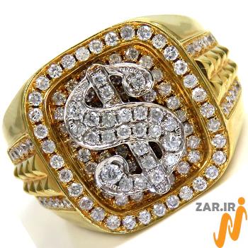 انگشتر طلا مردانه طرح دلار - سایت زر