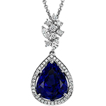 گردنبند طلای سفید با نگین الماس تراش مارکیز و برلیان و یاقوت کود: مدل npdf13211 