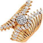 انگشتر طلای رزگلد طرح فلاور با نگین الماس تراش برلیان و مارکیز : مدل wrdf2153