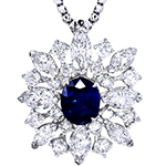 آویز طلای زنانه یاقوت کبود، برلیان و مارکیز مدل npdf13240 