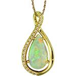 پلاک طلا اپال زنانه و جواهر الماس تراش برلیان مدل npdf13243 