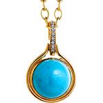 آویز زنانه فیروزه طلا زرد و جواهر برلیان مدل npdf13252