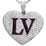 آویز طرح قلب طلا سفید زنانه با نگین یاقوت قرمز مدل npdf13255