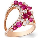 انگشتر طلا یاقوت قرمز زنانه و الماس تراش برلیان مدل:rgf1754