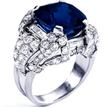 انگشتر طلا یاقوت کبود زنانه جواهر باگت و برلیان مدل:rgf1755