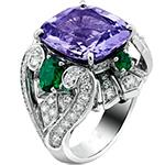 انگشتر آمتیست و زمرد زنانه طلا جواهر نگین برلیان مدل:rgf1760