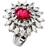 انگشتر گل طلا زنانه یاقوت قرمز، برلیان و مارکیز مدل:rgf1766