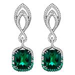 گوشواره زمرد زنانه طلا و جواهر با نگین برلیان مدل : edf1600