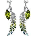 گوشواره بلند طلا و جواهر نگین زبرجد و برلیان مدل : edf1602