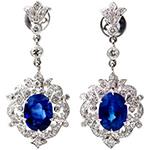 گوشواره جواهر بلند طلا نگین یاقوت کبود و برلیان مدل :edf1603