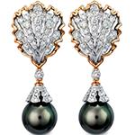 گوشواره طلا با مروارید و برلیان زنانه بلند جواهر مدل:edf1604