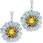 گوشواره گل طلا و جواهر زنانه سیترین و برلیان مدل:edf1609