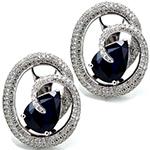 گوشواره یاقوت کبود و برلیان طلا و جواهر زنانه مدل:edf1611