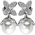 گوشواره طرح گل طلا دخترانه مروارید و برلیان مدل:edf1615