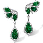 گوشواره لاله گوشی طلا نگین زمرد و برلیان دخترانه مدل:edf1616