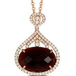 آویز زنانه عقیق و برلیان طلا رزگلد و جواهر مدرن مدلnpdf13257