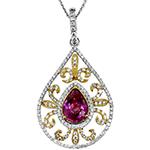 آویز گردنبند طلا و جواهر آمیتیست و برلیان زنانه مدلnpdf13261