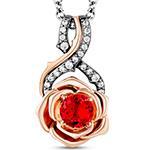 پلاک گل رز طلا و جواهر زنانه یاقوت قرمز، برلیان مدلnpdf13272