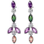 گوشواره طلا با سنگ رنگی آمیتیست، زمرد و سیترین مدل:edf1617