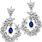 گوشواره جواهر سنگ یاقوت کبود و مارکیز و برلیان مدل:edf1619