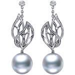 گوشواره مروارید طلا سفید میخی و جواهر برلیان شیک مدل:edf1620