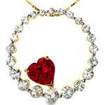 مدال طلای قلب و گرد زنانه یاقوت سرخ و برلیان مدلnpdf13275