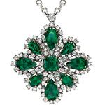 مدال طلا طرح گل زنانه مجلسی نگین زمرد و برلیان مدلnpdf13276